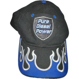 Pure Diesel Power Black Blue Fames Adjustable Strap‎ Back Hat One Size Fits Most